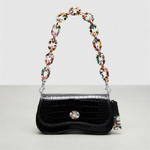 Coach Wavy Dinky Bag In Croc Embossed Coachtopia Leather Schwarz | COH864849