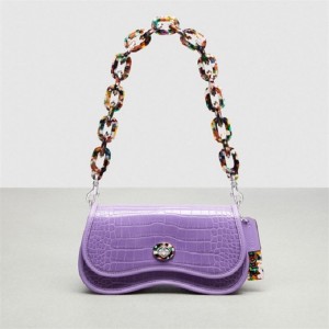 Coach Wavy Dinky Bag In Croc Embossed Coachtopia Leather Lila | COH864985