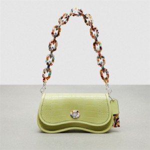 Coach Wavy Dinky Bag In Croc Embossed Coachtopia Leather Hellgrün | COH864789