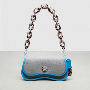 Coach Wavy Dinky Bag With Crossbody Strap Grau Blau | COH864755
