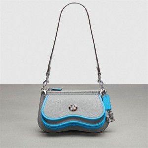 Coach Wavy Double Pouch Bag Grau Blau | COH864791