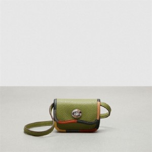 Coach Wavy Wallet With Colorful Binding In Upcrafted Leather Olivgrün Grün Mehrfarbig | COH865557