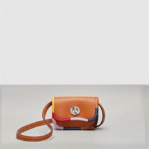 Coach Wavy Wallet With Colorful Binding In Upcrafted Leather Braun | COH865591