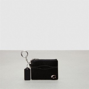 Coach Wavy Zip Card Case In Pebbled Coachtopia Leather With Key Ring Schwarz | COH865596