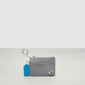 Coach Wavy Zip Card Case With Key Ring In Smooth Coachtopia Leather Grau | COH865542