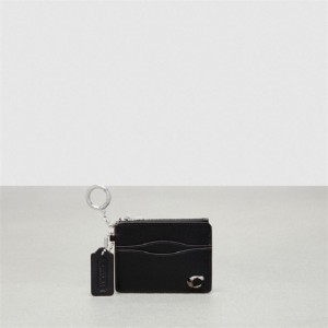 Coach Wavy Zip Card Case With Key Ring In Smooth Coachtopia Leather Schwarz | COH865597