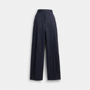 Coach Wide Leg Trousers Navy Weiß | COH866033