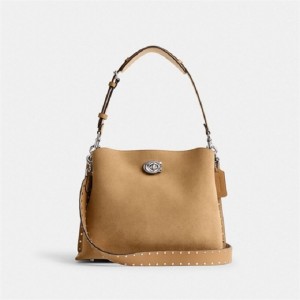 Coach Willow Shoulder Bag With Rivets Silber | COH864953