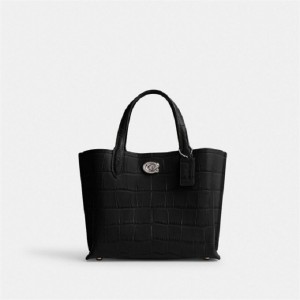 Coach Willow Tote Bag 24 Silber Schwarz | COH865042