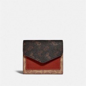 Coach Wyn Small Wallet With Horse And Carriage Print Braun Rot | COH865605