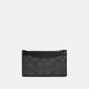 Coach Zip Card Case In Signature Canvas Grau | COH866776