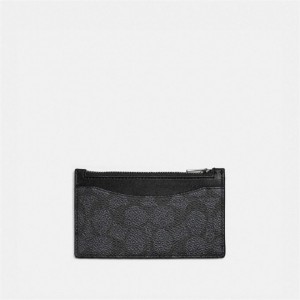 Coach Zip Card Case In Signature Canvas Grau | COH865691
